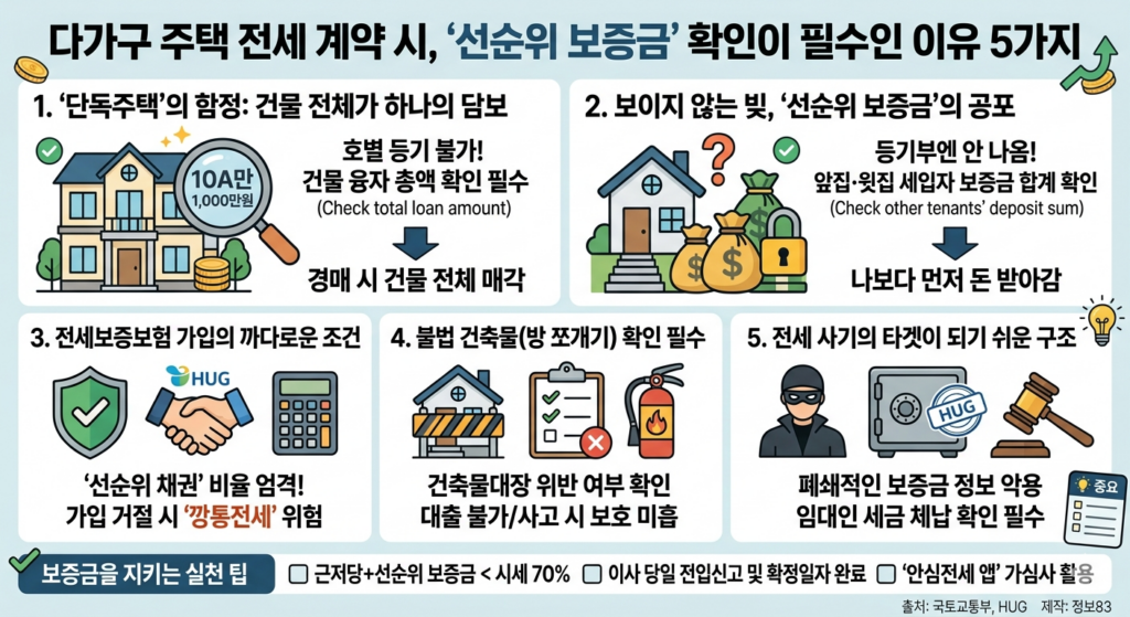 다가구 주택 전세 계약 시 선순위 보증금 확인 필수 이유