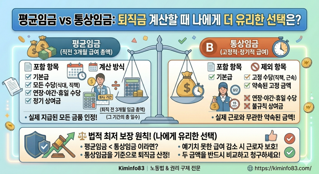 평균임금 통상임금 비교